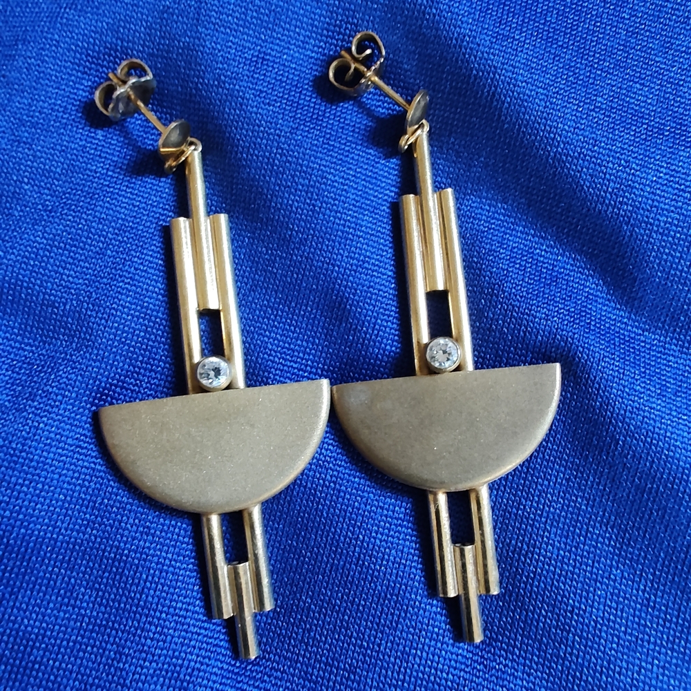 ANTIQUE 8 carat  YELLOW GOLD  ART DECO EARRINGS